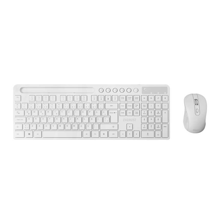 Everest KM-730 Kablosuz Beyaz Multimedya Standart Q Klavye ve Mouse Set