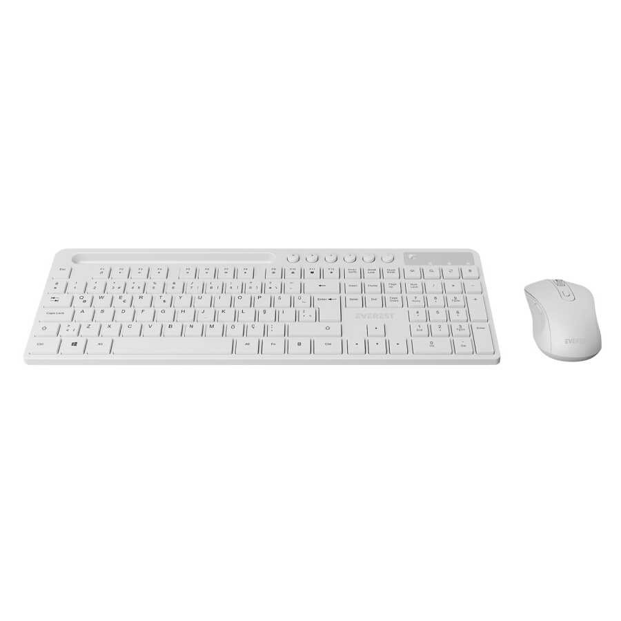 Everest KM-730 Kablosuz Beyaz Multimedya Standart Q Klavye ve Mouse Set