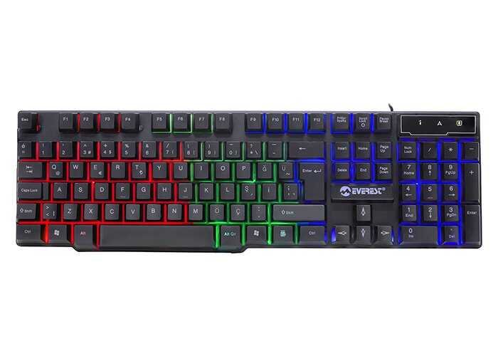 Everest KM-G77 X-Vayne USB Kablolu Siyah Gaming Standart Q Rainbow Aydınlatmalı Klavye ve Mouse Set
