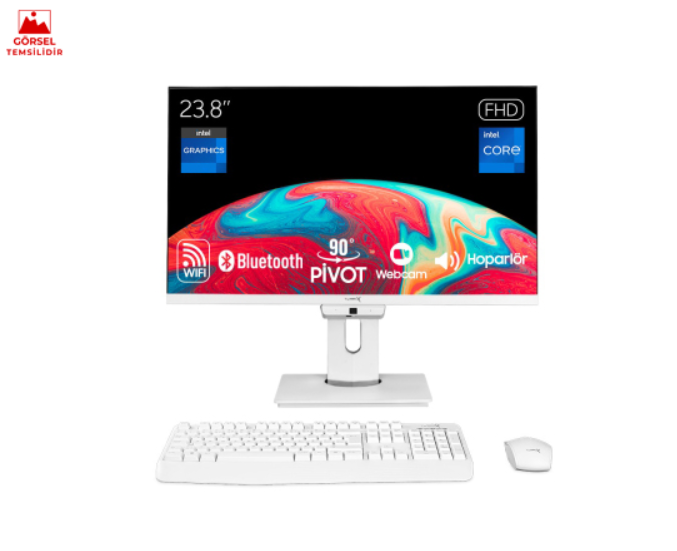 Turbox TAx1928 i7 8700 16GB Ram 1TB SSD 23.8 inç FHD Pivot WiFi BT Webcam All in One PC