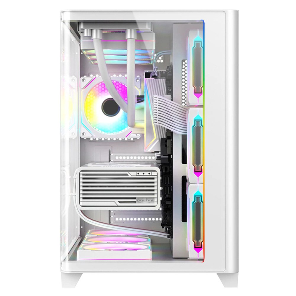 Dragos Ocean Curved Pro V2 Beyaz 7x Argb Fan USB 3.0 Type-C 750W 80+ ATX Bilgisayar Kasası Beyaz
